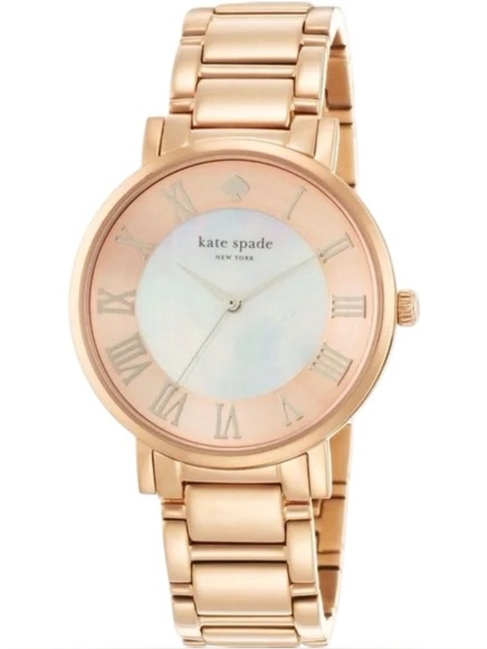 Kate Spade New York Vivii watch in rose gold with a mother of pearl dial